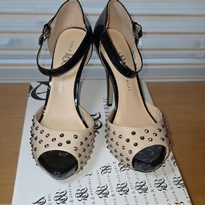 Rock & Republic Black and Cream Studded Heels
